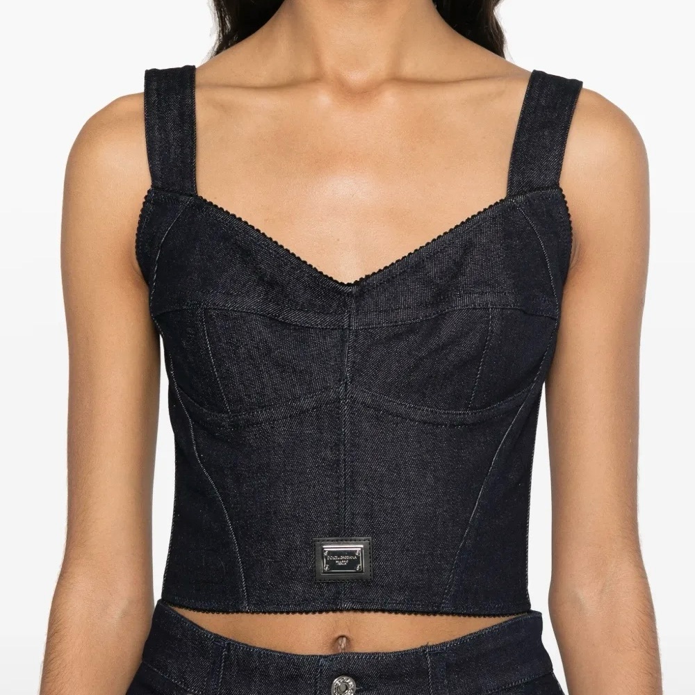 Dolce & Gabbana Blue Denim Bustier Corset Top Women’s Size 44/8 NWT